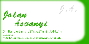 jolan asvanyi business card